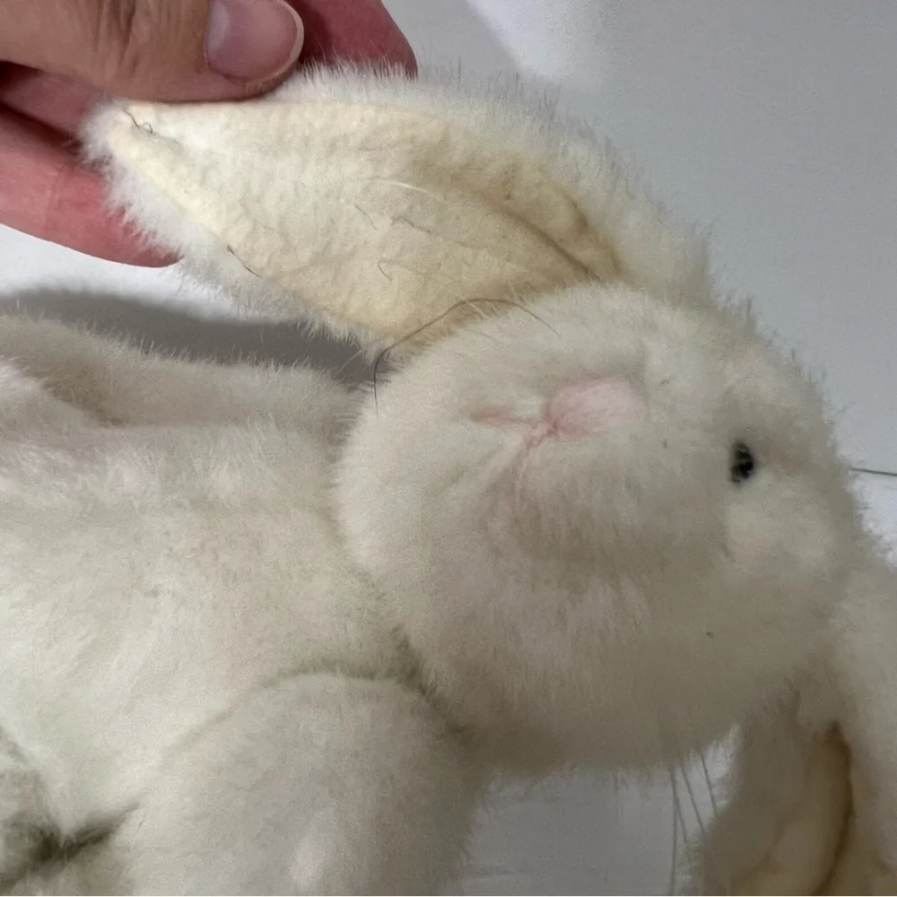 VTG Boyds Collection 1990 Jointed Bunny Plush White with Black Hair 10